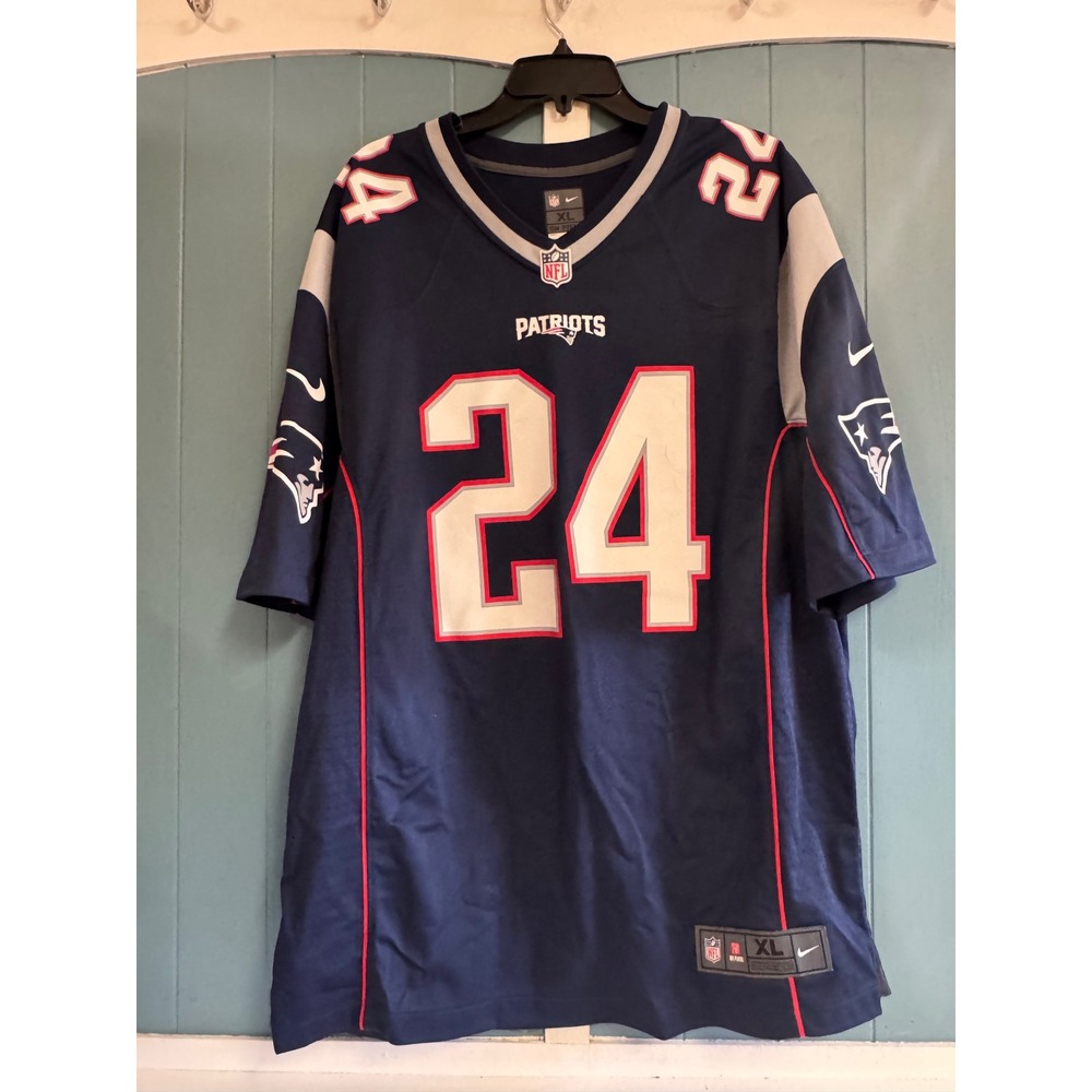 Nike New England Patriots Ty Law 24 NFL Jersey Mens XL Navy Blue Football Fan